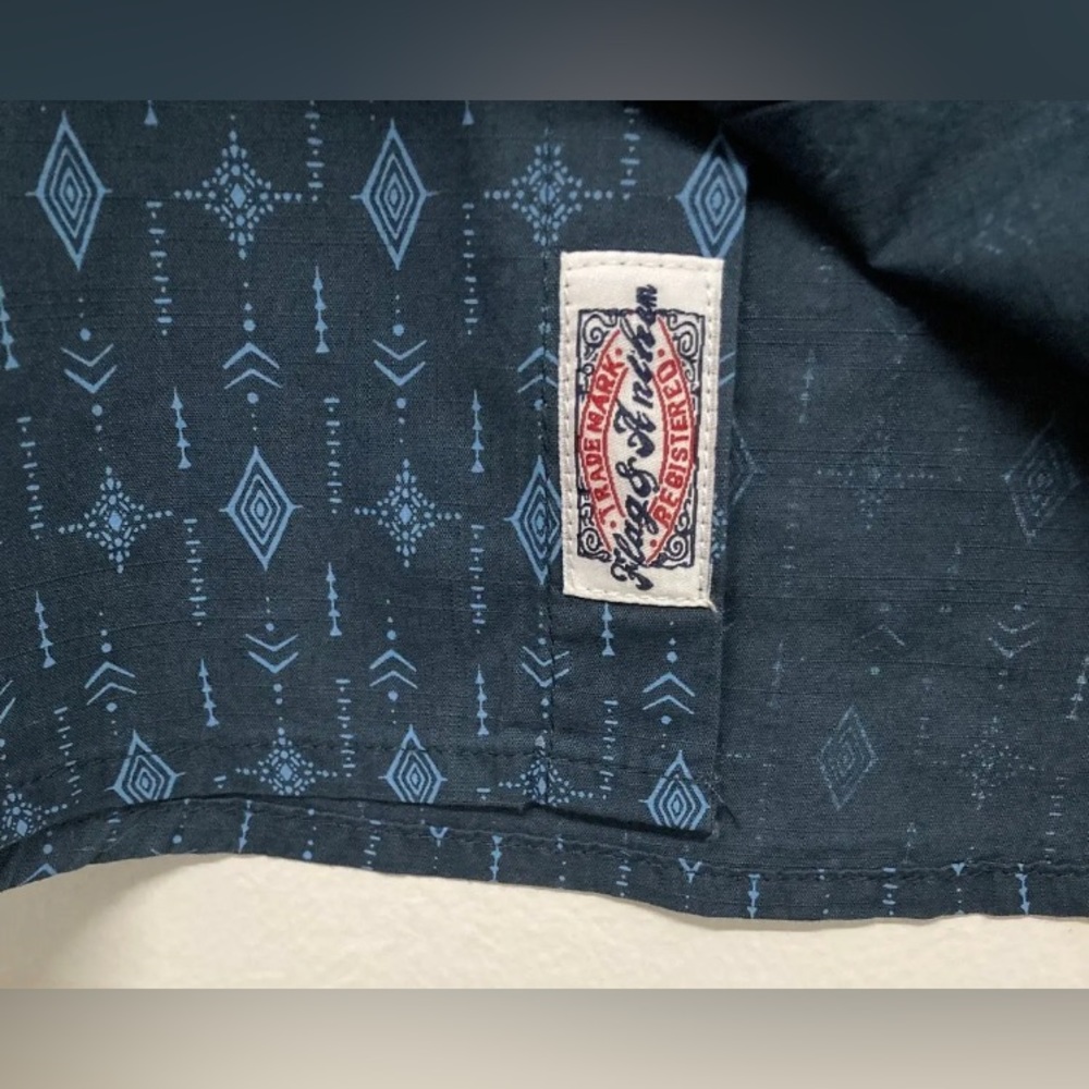 Flag & Anthem Men’s Western Shirt Plaid Snap Button Up Shirt Blue Navy Medium M - Picture 8 of 11